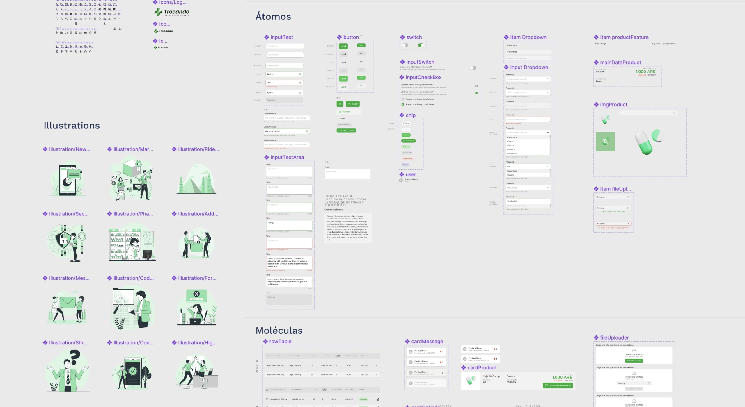 Preview of all UI components for Trocando
