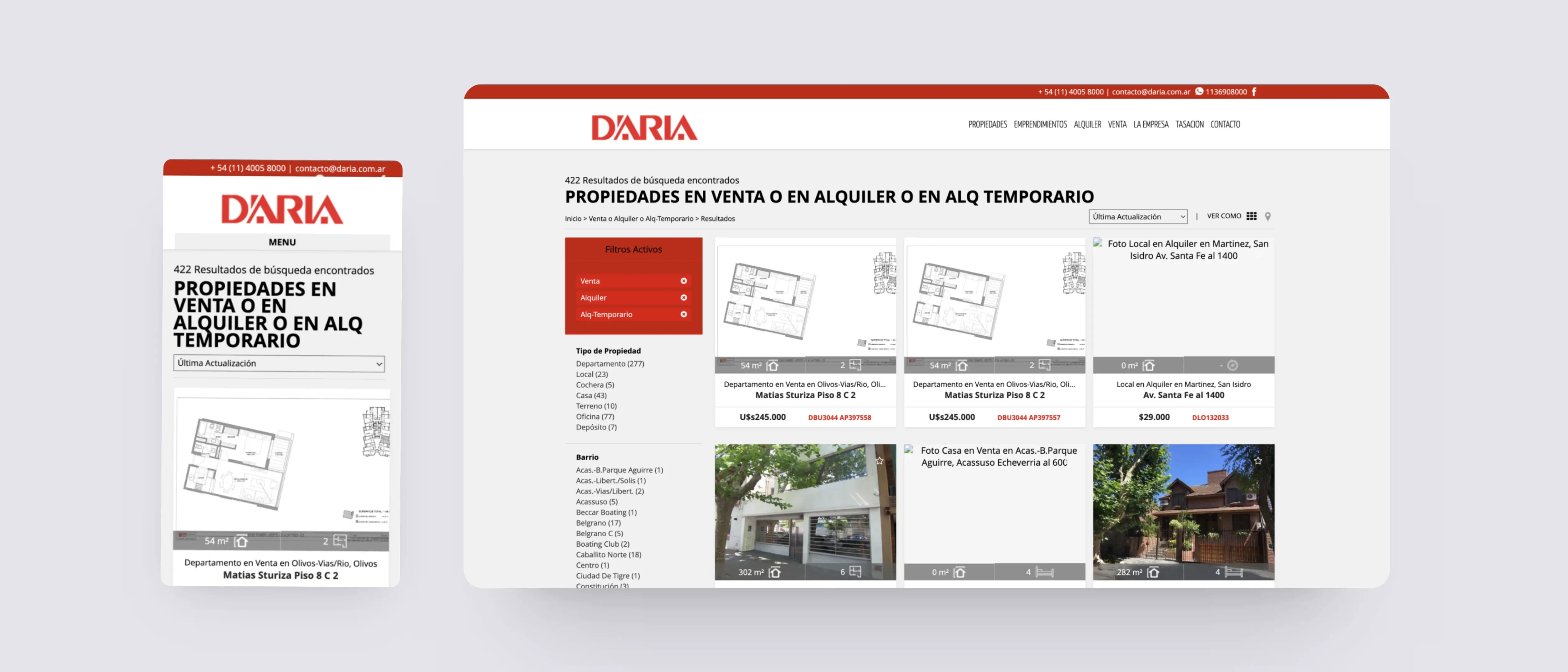 Image showing the old design of D'aria