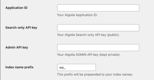 Algolia Search WordPress plugin configuration
