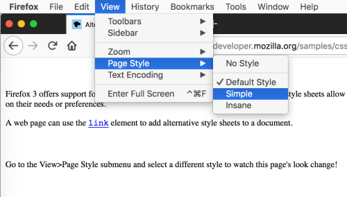 Accessing Alternate Stylesheets In Firefox 57