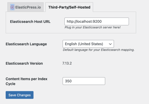 Elastic Press Configuration Dialogue