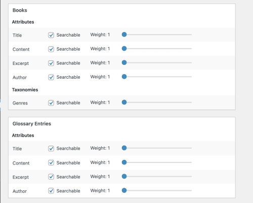 Elasticpress weight configuration for WordPress custom post types