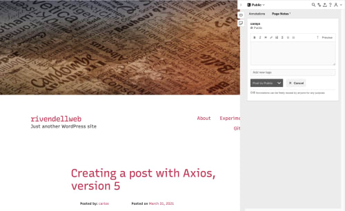 Hypothes.is running on a WordPress site