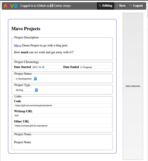 Mavo Projects Current Version