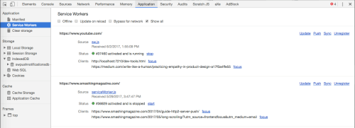 Service Worker Panel in Chrome DevTools