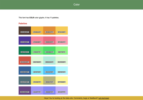 Wakamaifondue color font palette selection