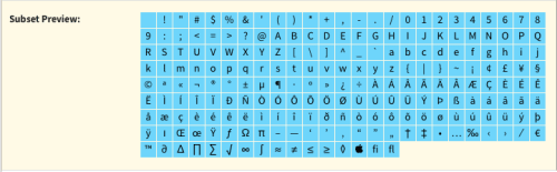 These characters will be available after subsetting