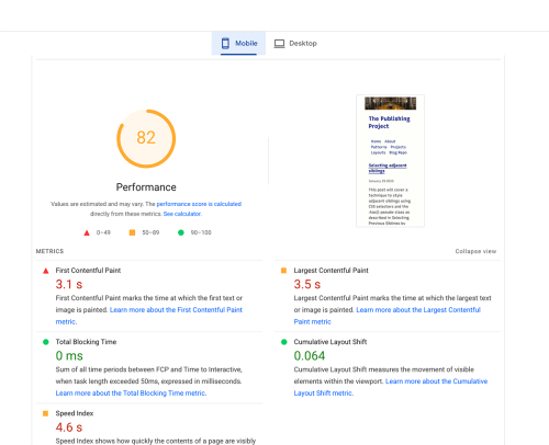 PageSpeed Insights home page