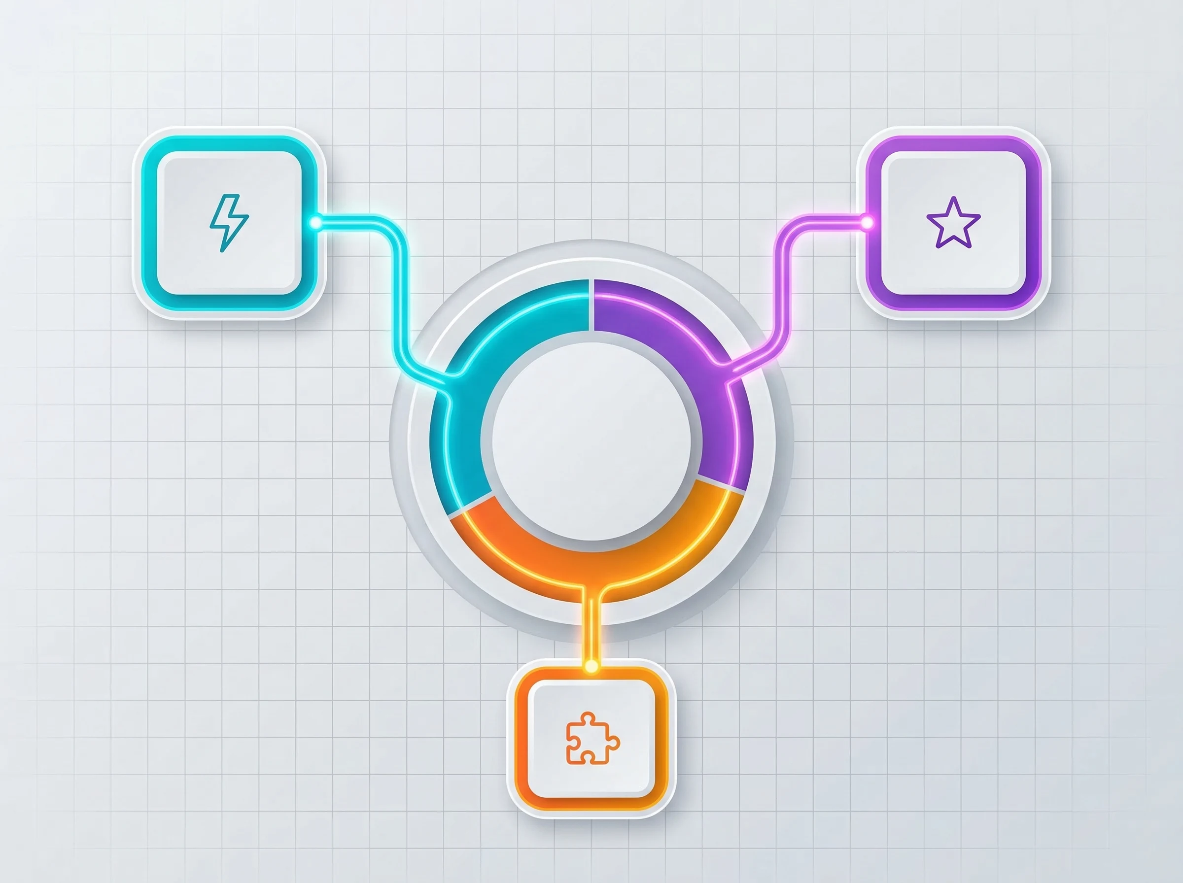 Infographic showing three data nodes feeding into a central productivity score ring