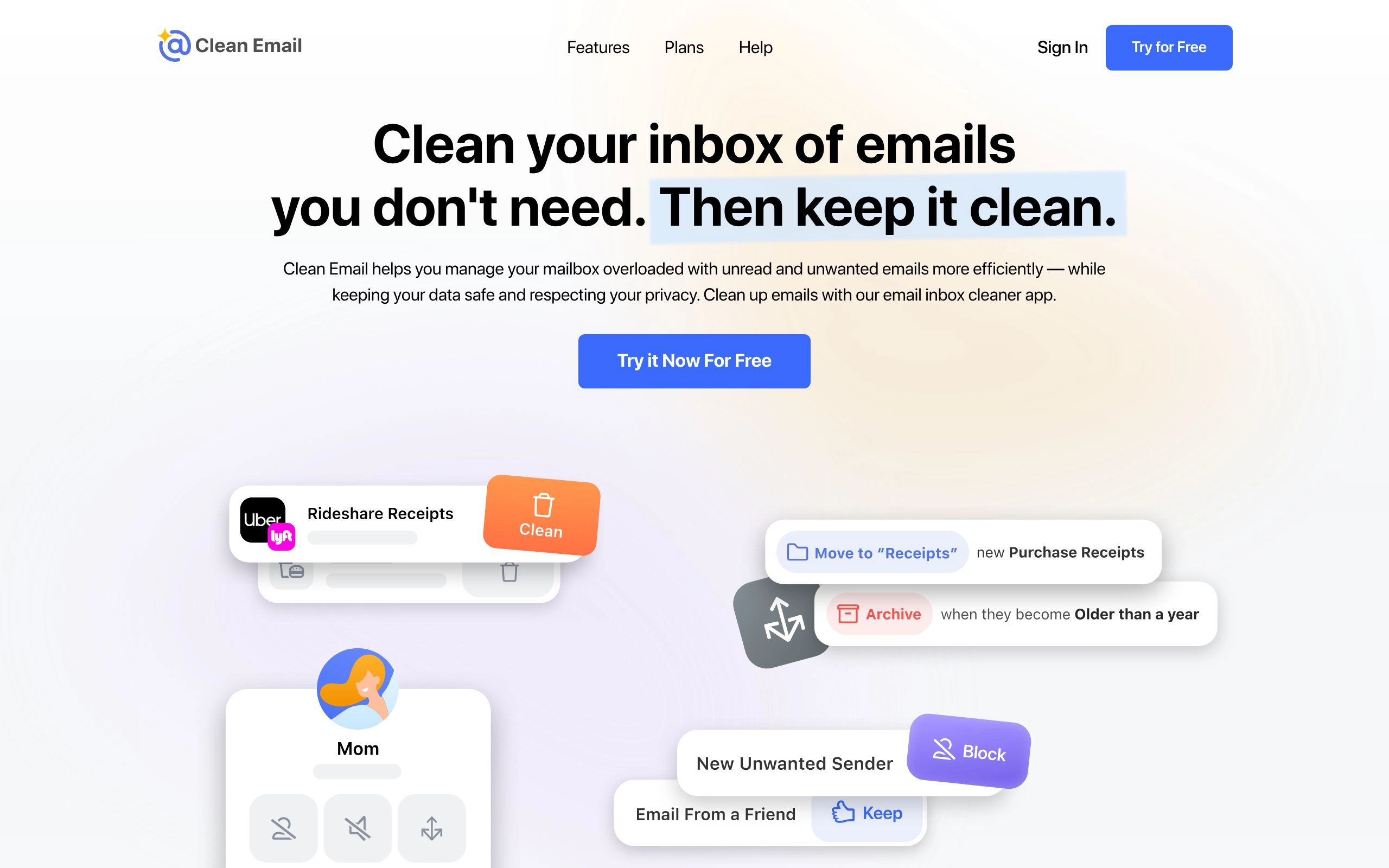 Clean Email AI Software User Interface and Dashboard Screenshot Preview