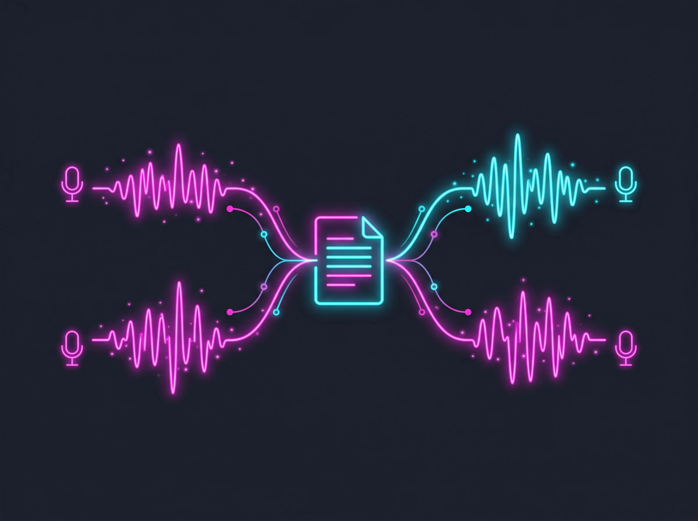 Visualization of Google NotebookLM Audio Overview feature converting uploaded research documents into a two-host podcast discussion