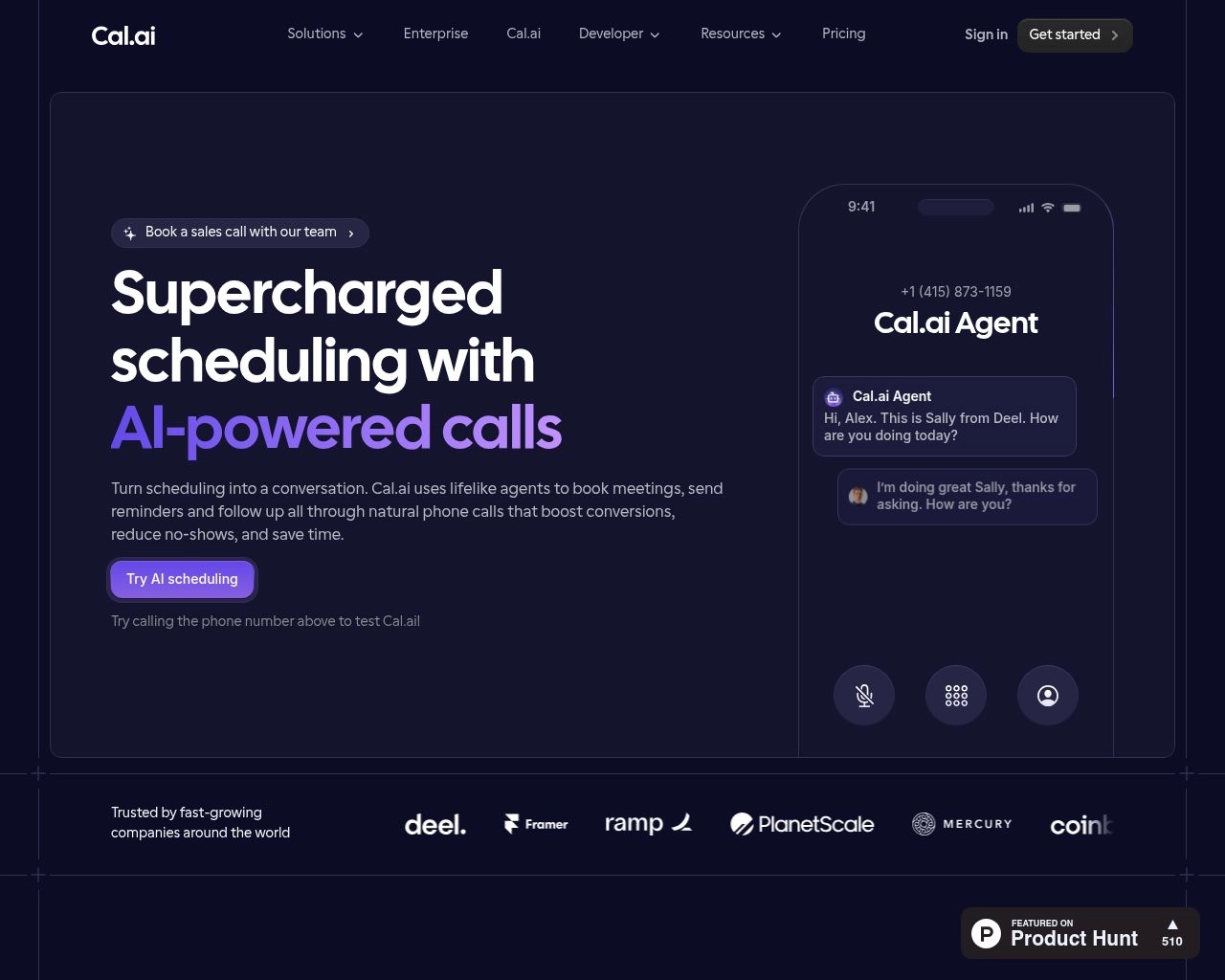 Cal.ai AI Software User Interface and Dashboard Screenshot Preview
