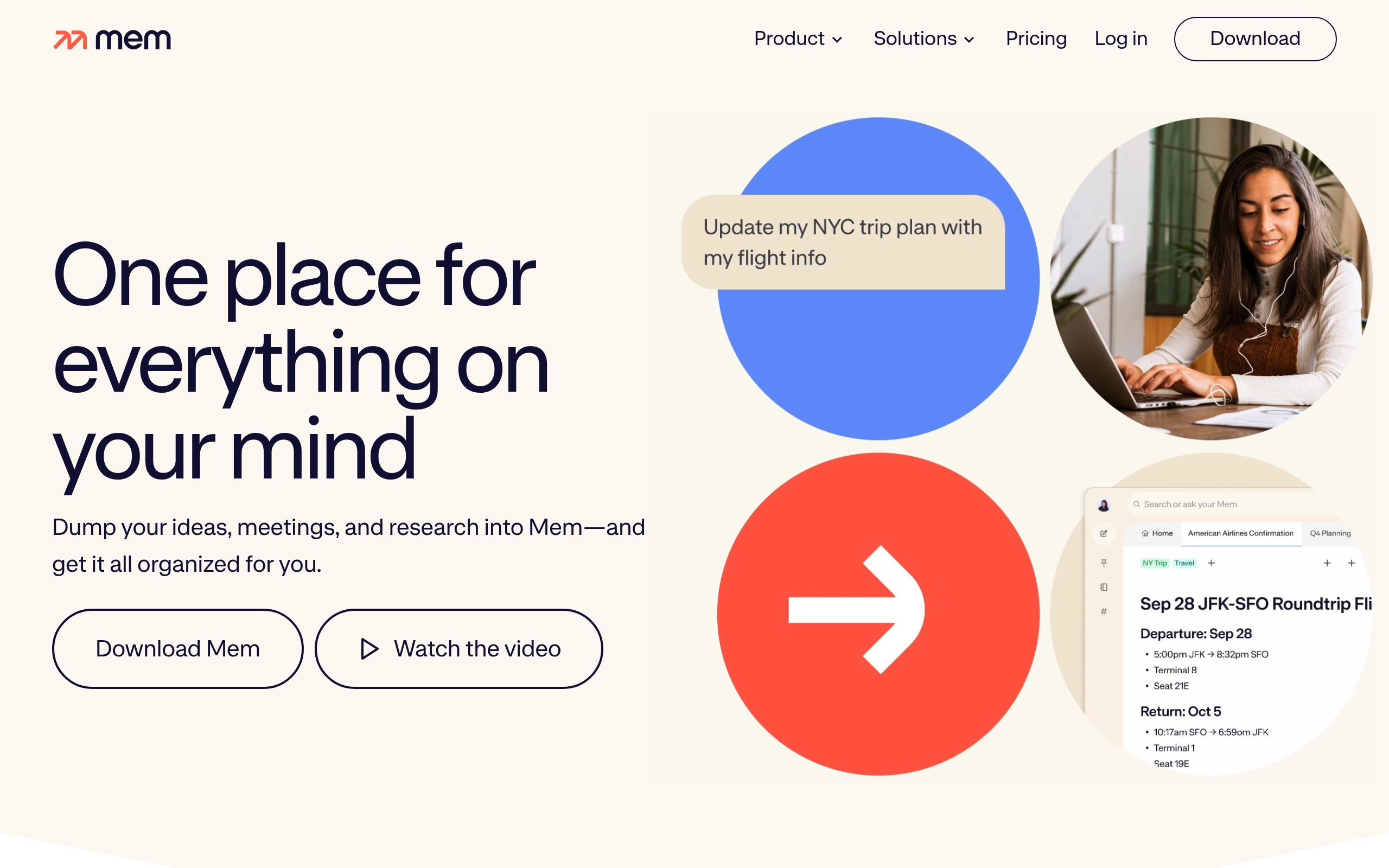 Mem AI AI Productivity Tool Workspace UI Preview