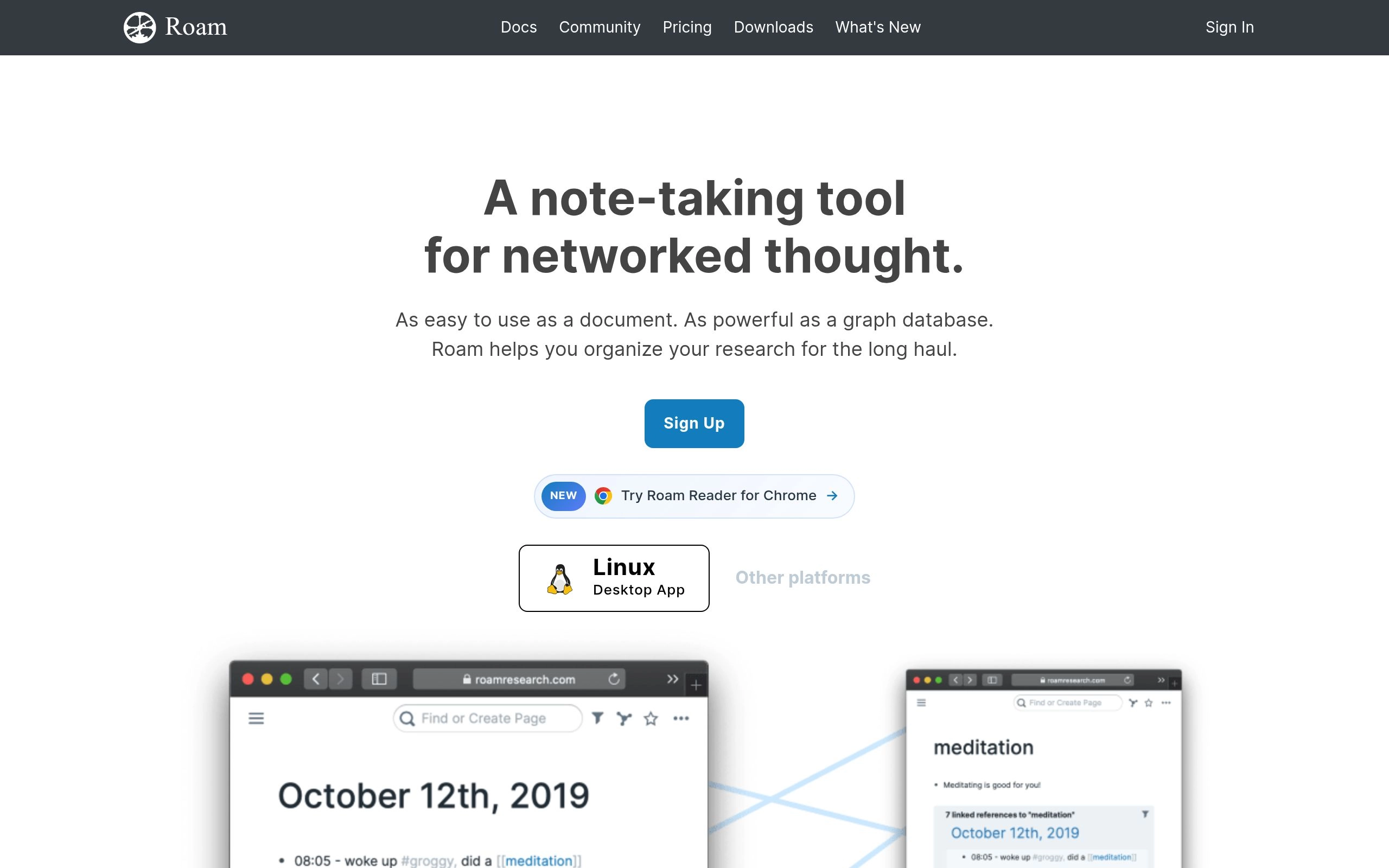 Roam Research AI Software User Interface and Dashboard Screenshot Preview