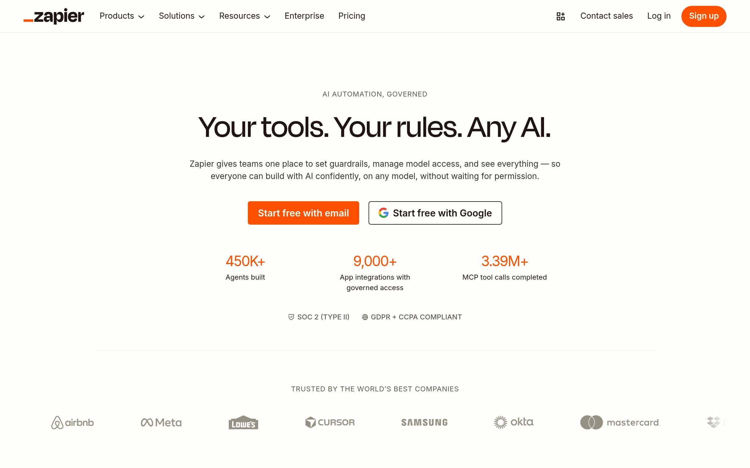 Zapier Workflow Automation and AI Central Platform Screenshot