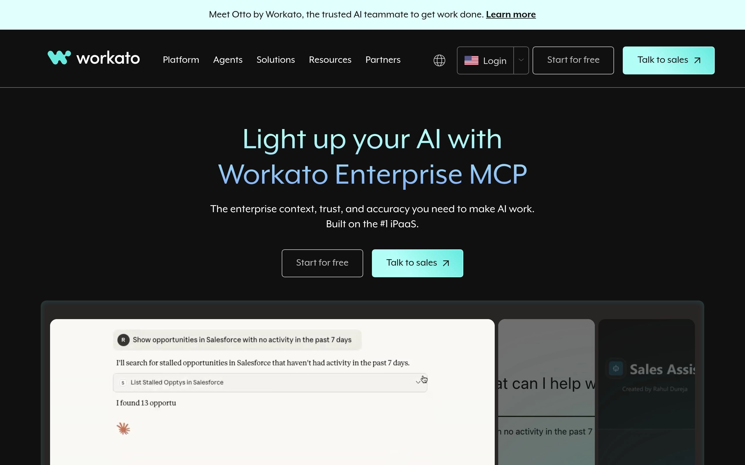 Workato AI Software User Interface and Dashboard Screenshot Preview