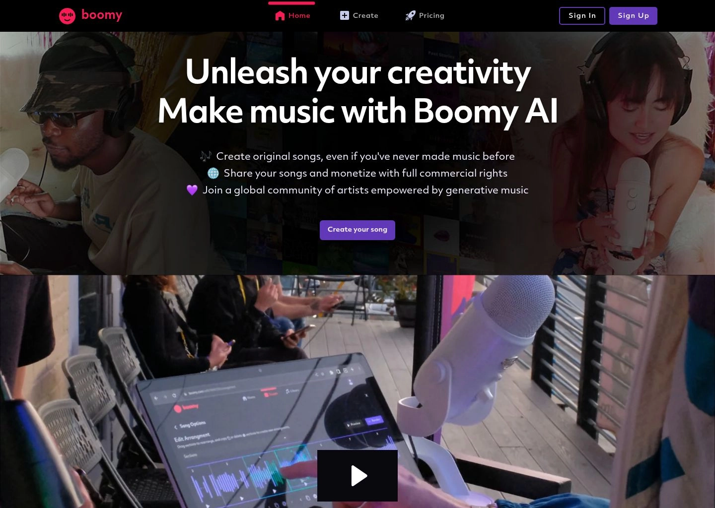 Boomy AI Music Generator Song Builder and Streaming Distribution Console