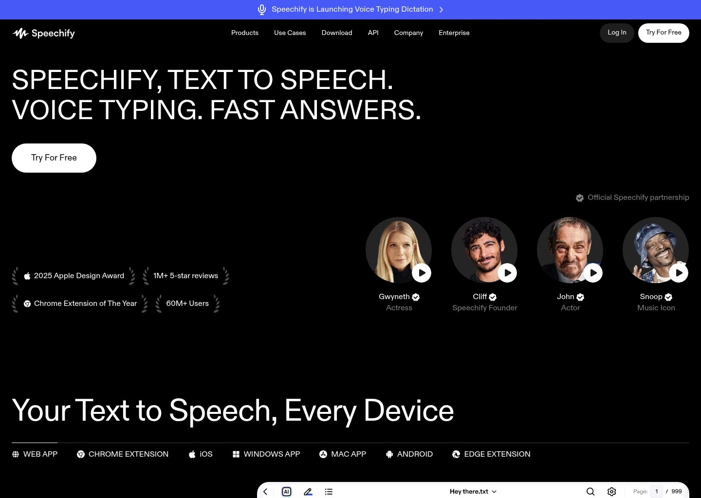 Speechify Text to Speech Reading App and Voice Studio