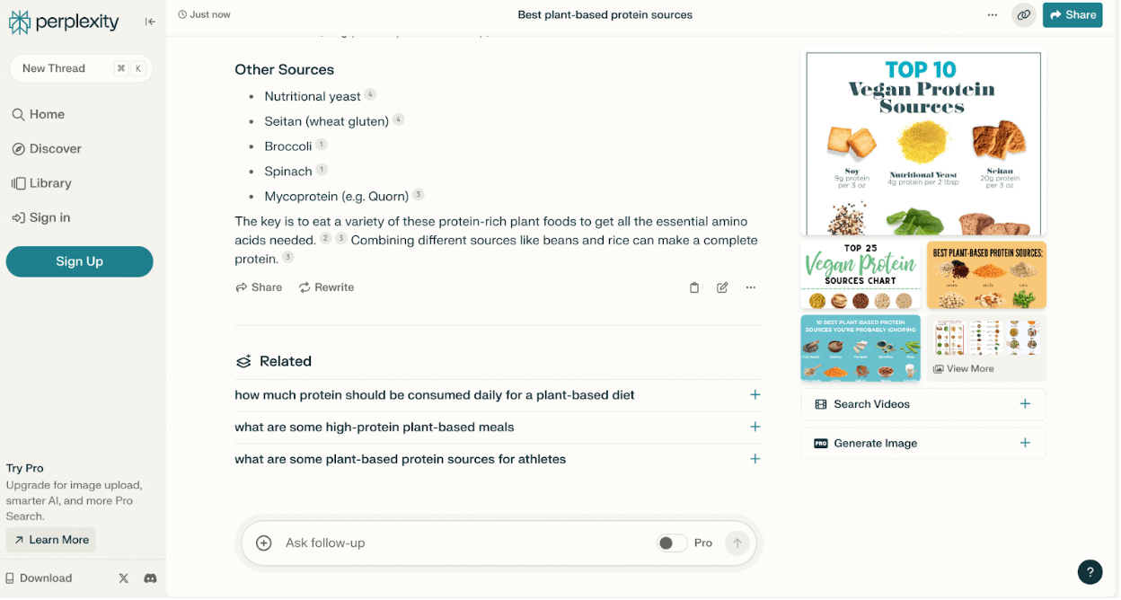 Perplexity AI Search Interface and Research Console