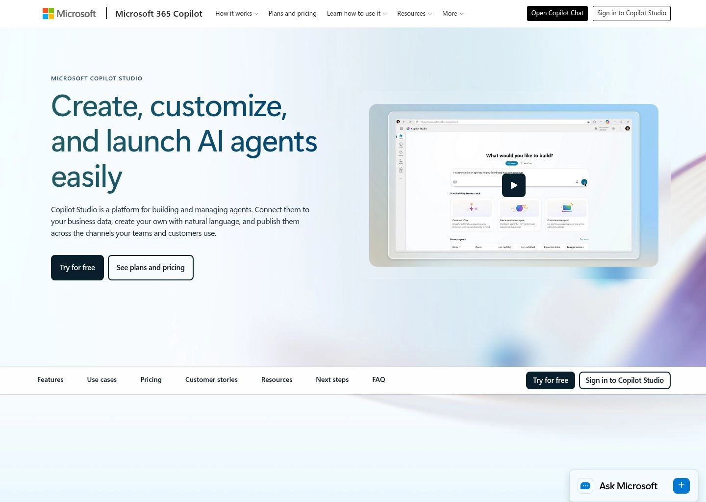 Microsoft Copilot Studio Enterprise Autonomous Agent Builder