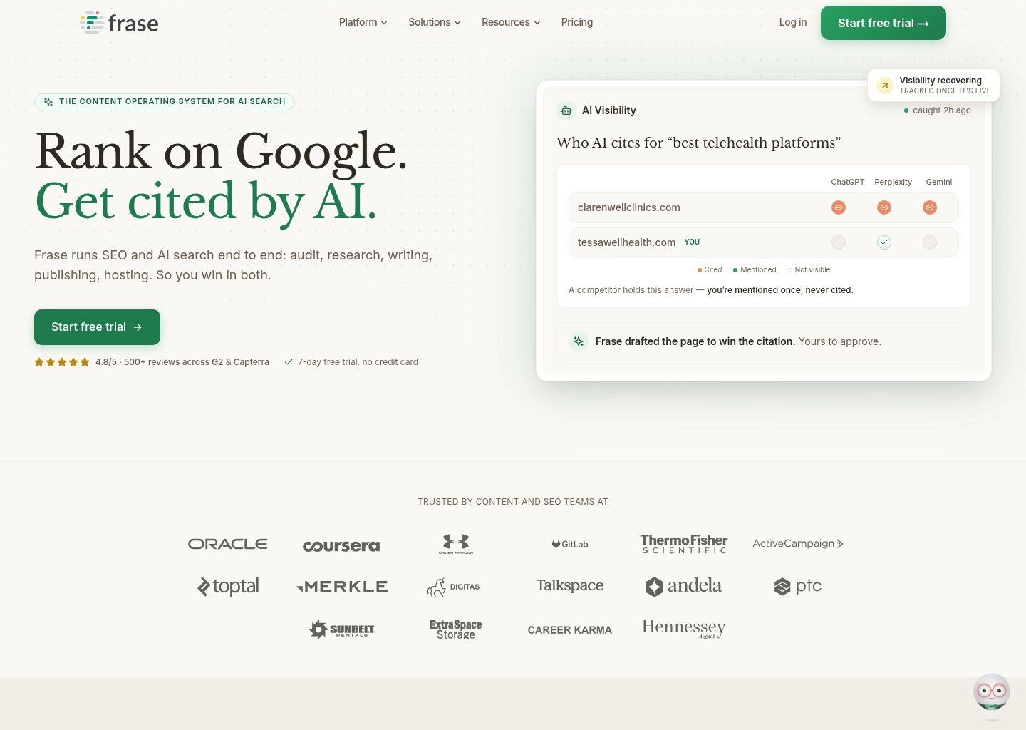 Frase.io Content Brief Builder and SERP Question Research Interface