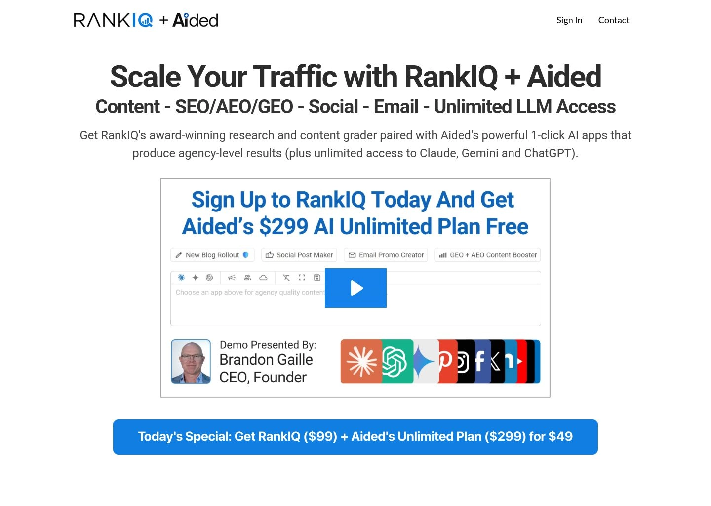 RankIQ SEO tool dashboard with niche keyword library, content optimizer, and AI title generator