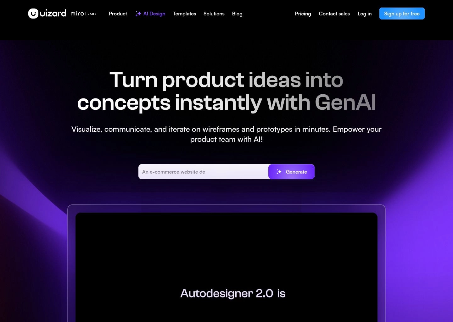 Uizard Autodesigner AI Wireframing and Prototype Studio