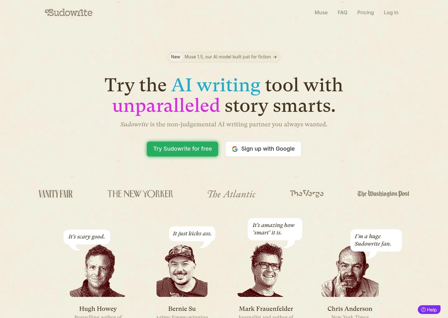 Sudowrite AI Writing Tool Workspace UI Preview