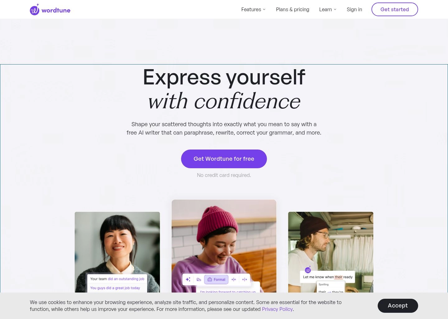 Wordtune AI Writing Tool Workspace UI Preview