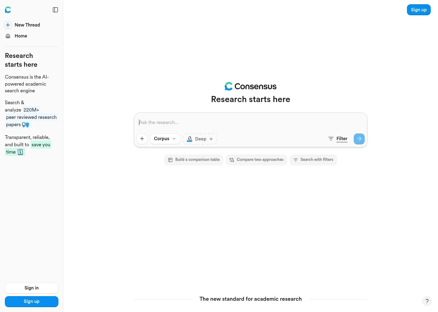 Consensus AI Scientific Search Engine and Consensus Meter Interface
