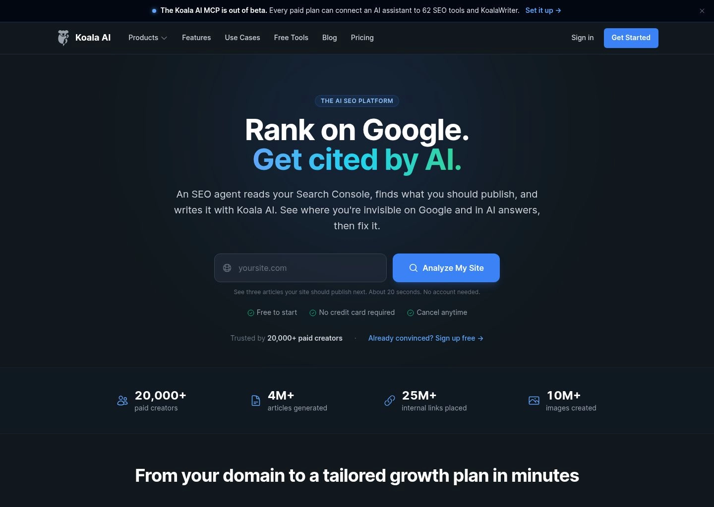 KoalaWriter 1-Click Blog and Affiliate Article Generator Interface