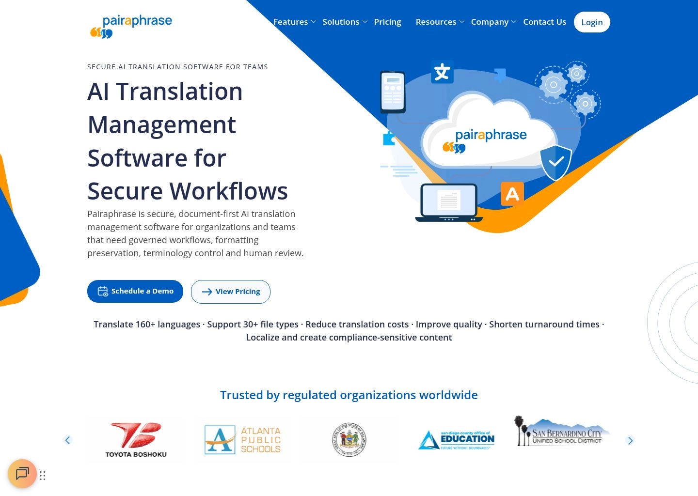 Pairaphrase Secure Enterprise Translation Interface with HIPAA and SOC2 Compliance