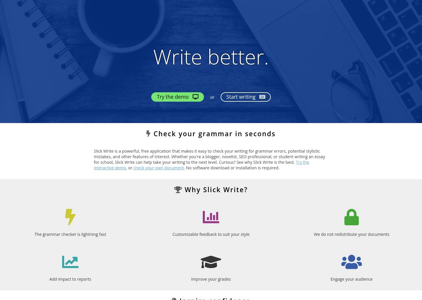Slick Write Free Grammar Checker and Structural Writing Analysis Dashboard