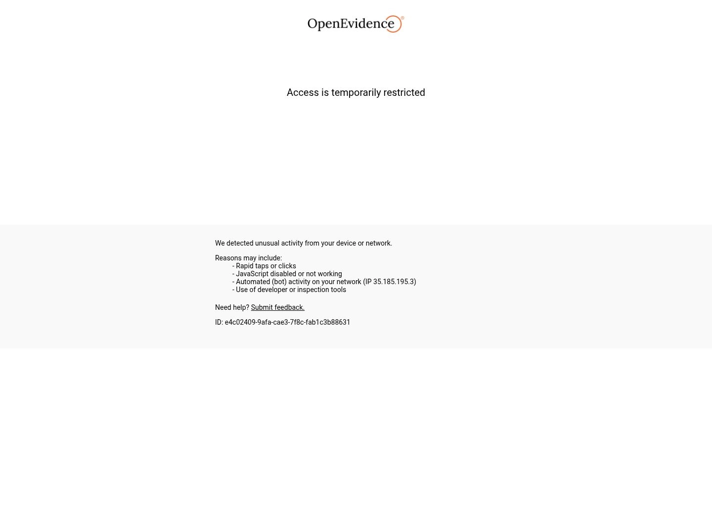 OpenEvidence Clinical Medical Search Console and Evidence Citations