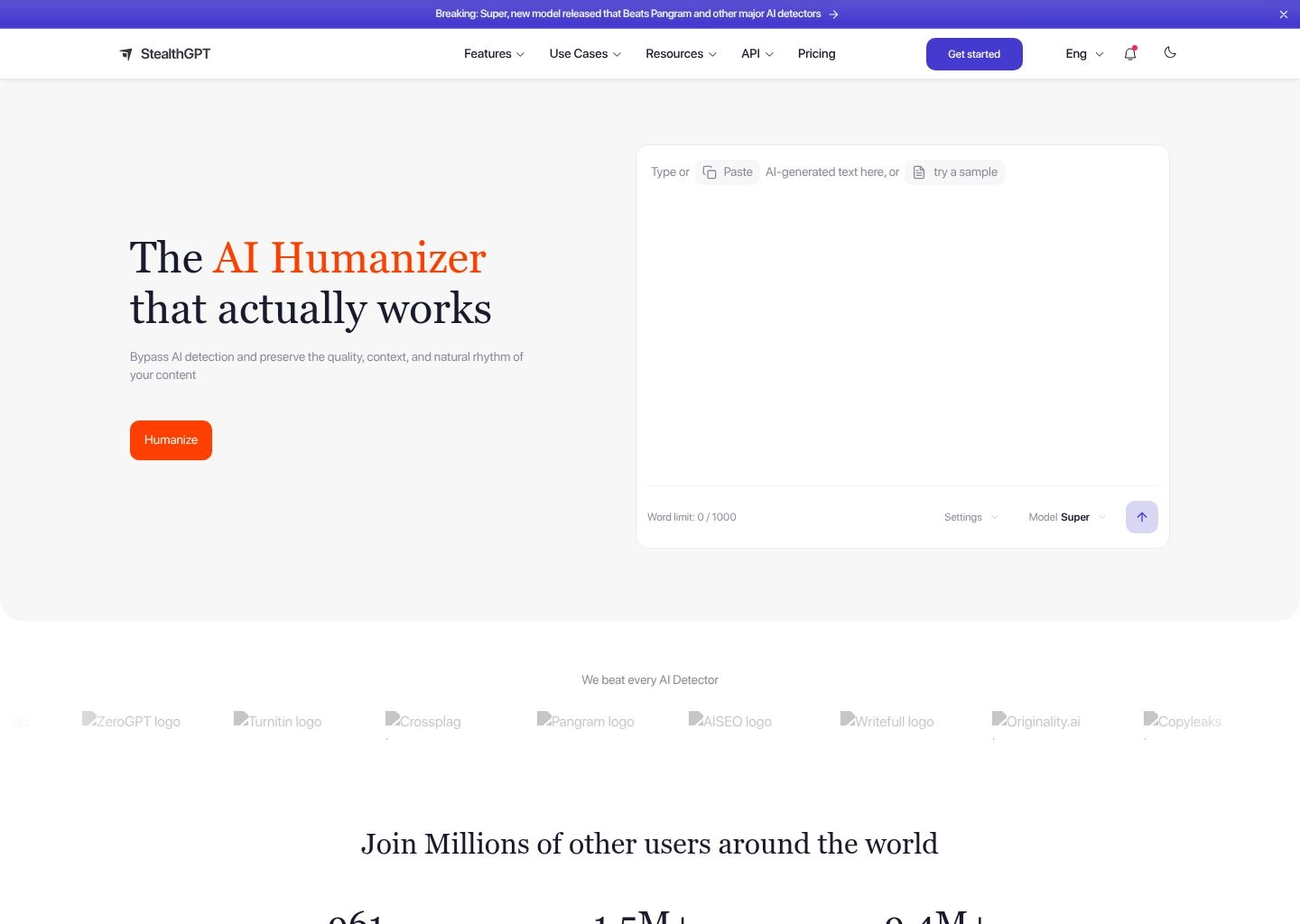 StealthGPT Platform Interface Screenshot — AI Content Humanizer Dashboard 2026