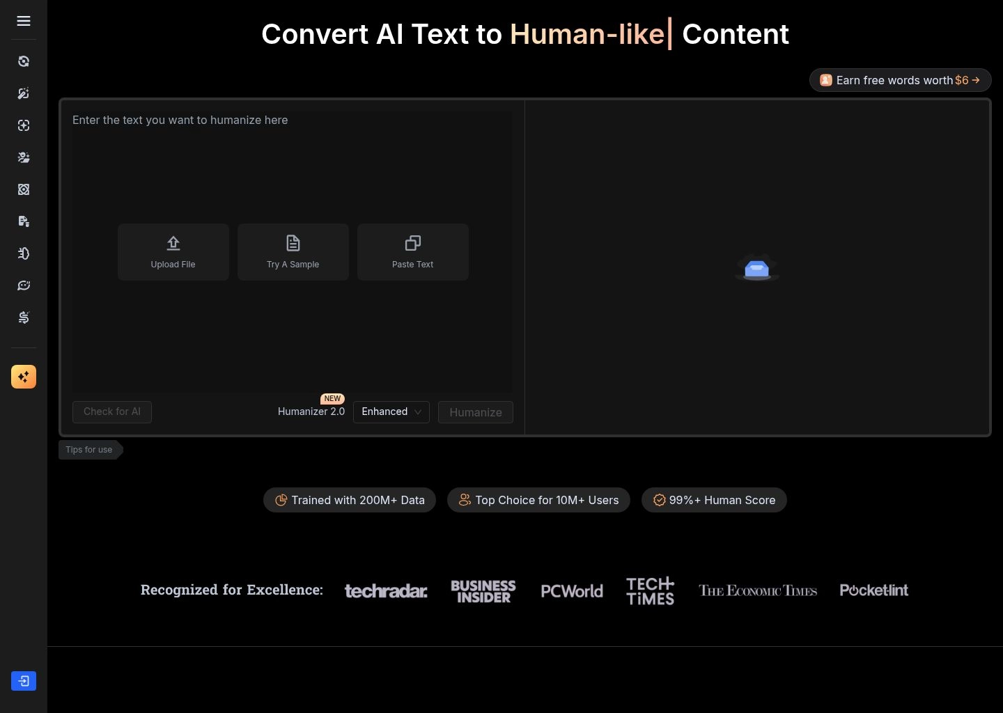BypassGPT Platform Interface Screenshot — AI Humanizer for Academic Content 2026