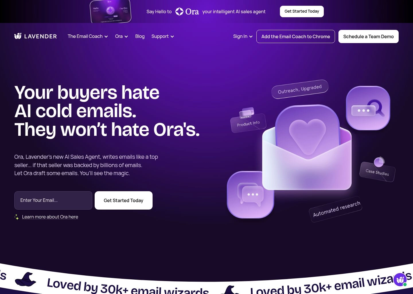 Lavender AI Sales Email Coach and Scoring Interface