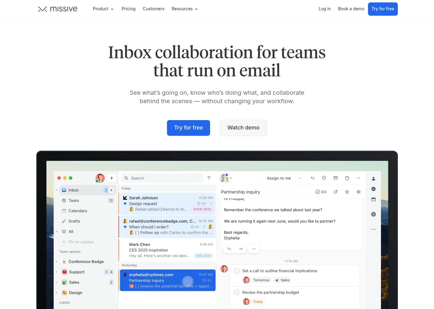 Missive Collaborative AI Shared Inbox Interface