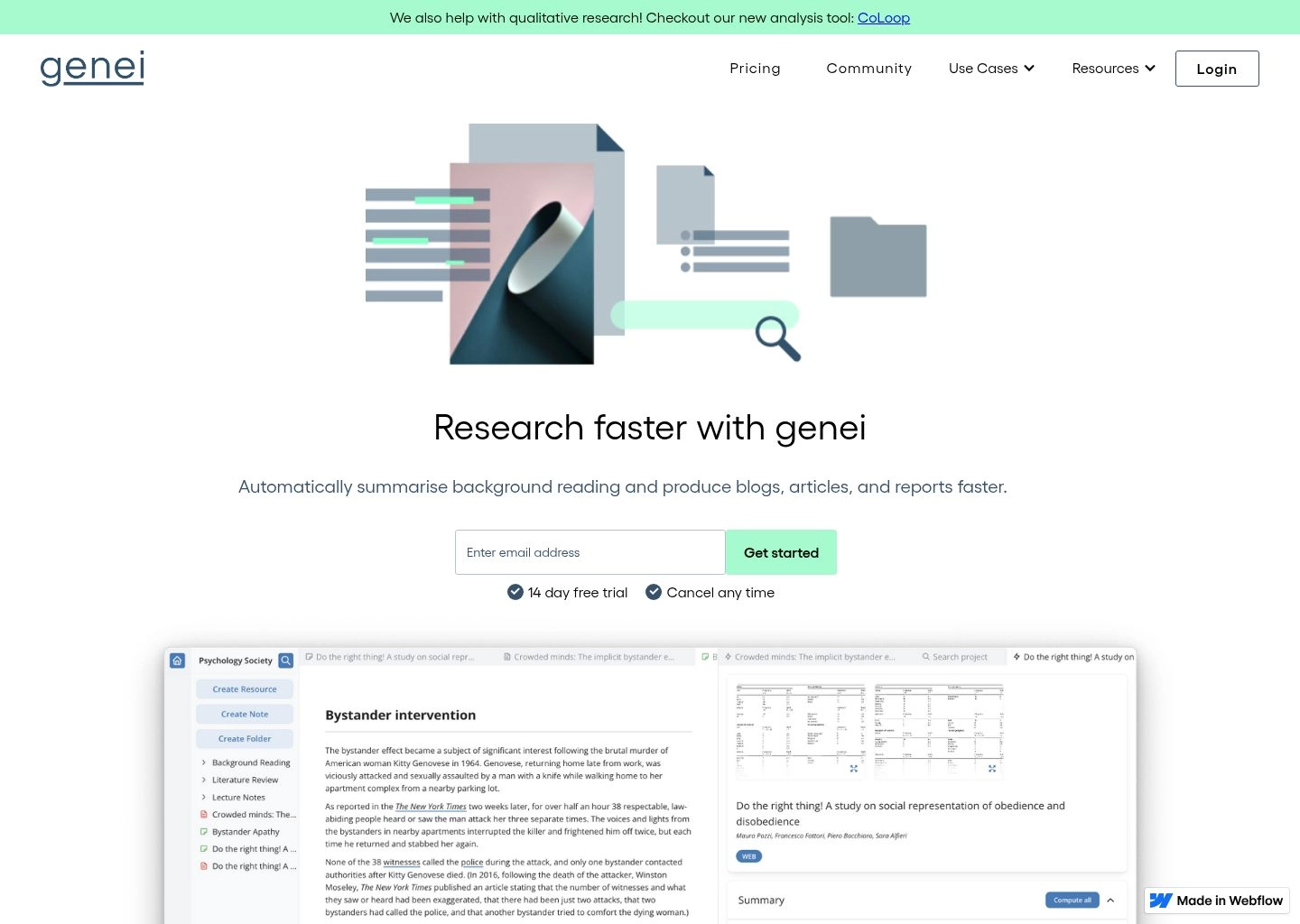Genei AI Research Workspace and Document Summarizer
