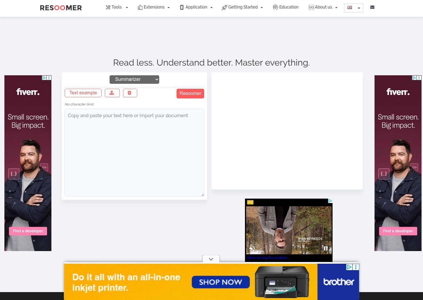 Resoomer AI Text Summarizer and Semantic Analysis Interface