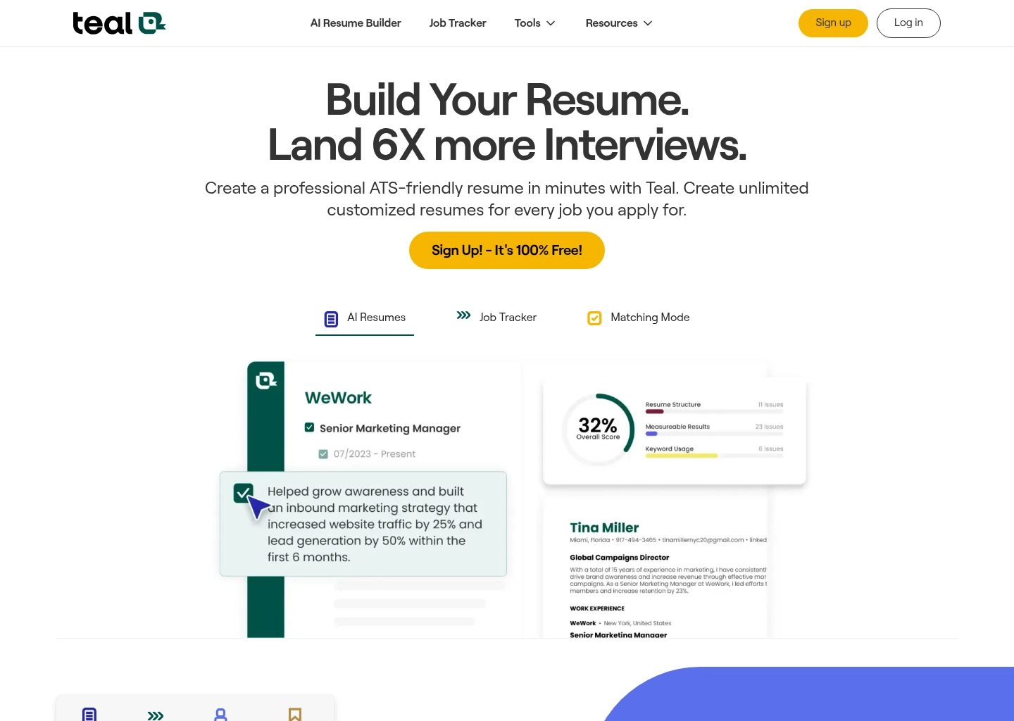 Teal AI career platform with job tracking pipeline and customized resume matching
