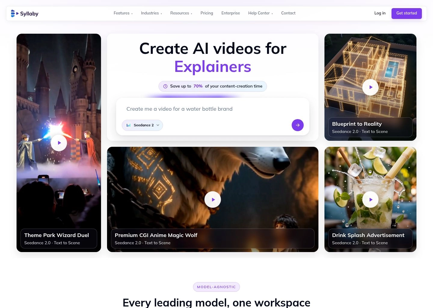 Syllaby AI video script generator and content calendar interface