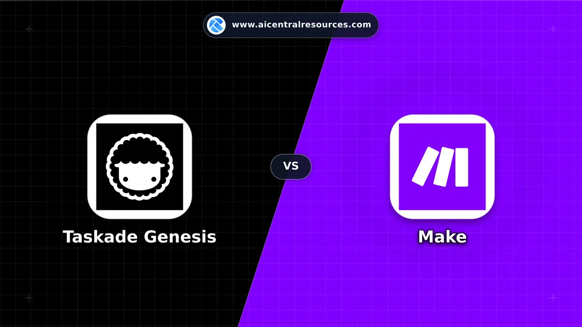 Compare Taskade Genesis vs Make - In-Depth Feature Matrix, Pricing & Ratings Taskade Genesis vs Make Comparison Battle Card: Features, Pricing & Performance Matrix in AI No-Code / Automation Tools