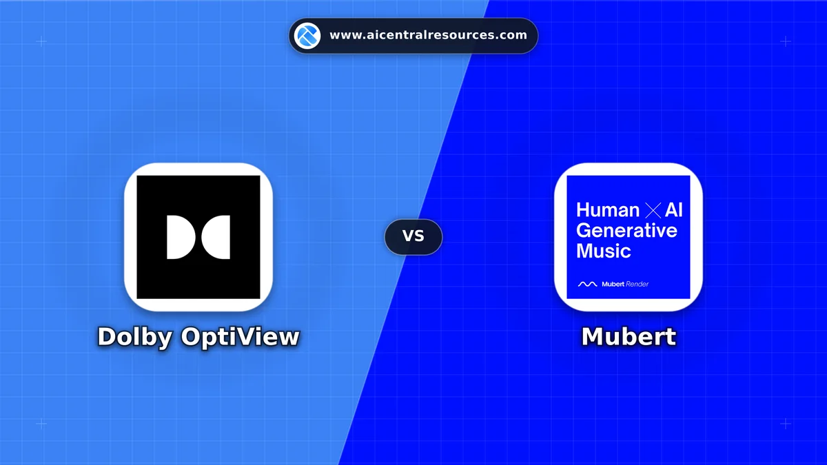 Dolby OptiView vs Mubert Comparison Battle Card - Features, Pricing & Review in AI Developer APIs & Platforms
