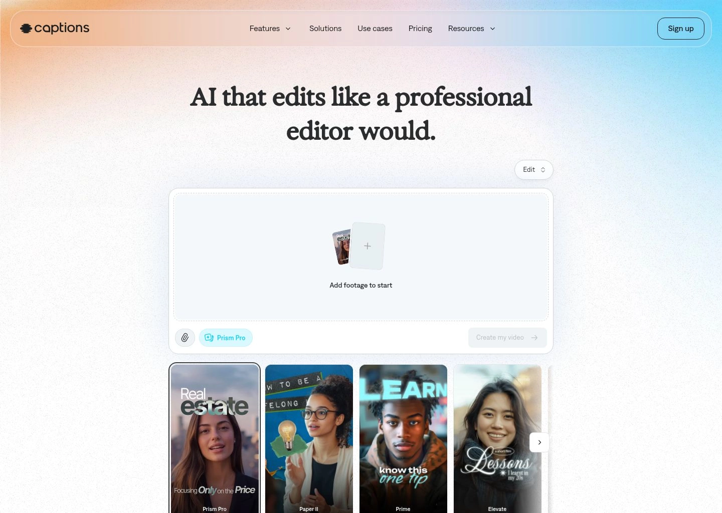 Captions Interface Screenshot Captions AI Video Tool Workspace UI Preview