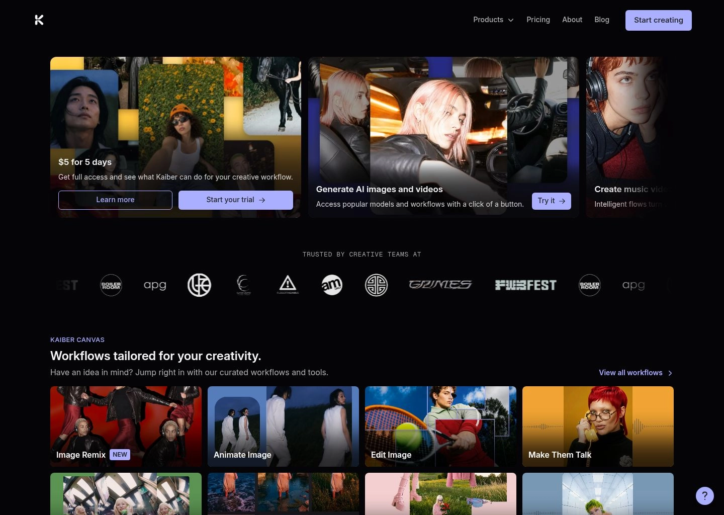 Kaiber Interface Screenshot Kaiber AI Video Tool Workspace UI Preview