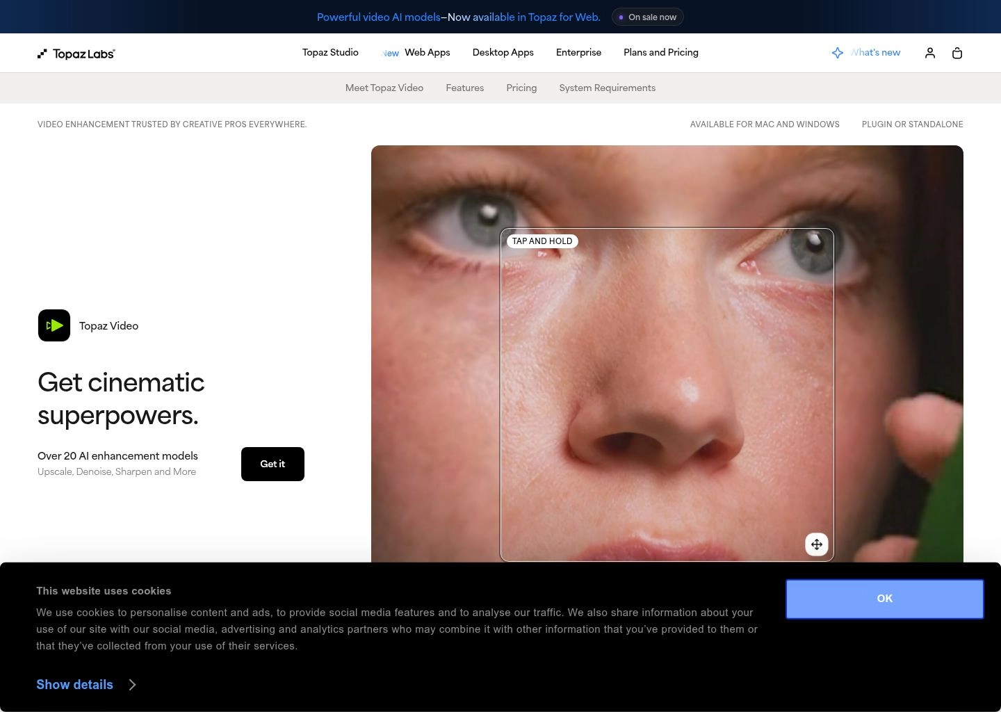 Topaz Video AI Interface Screenshot Topaz Video AI AI Video Tool Workspace UI Preview