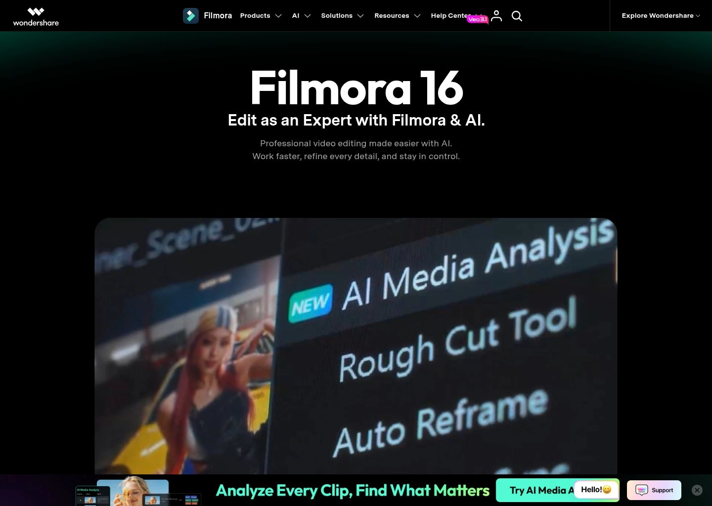 Wondershare Filmora Interface Screenshot Wondershare Filmora AI Video Tool Workspace UI Preview