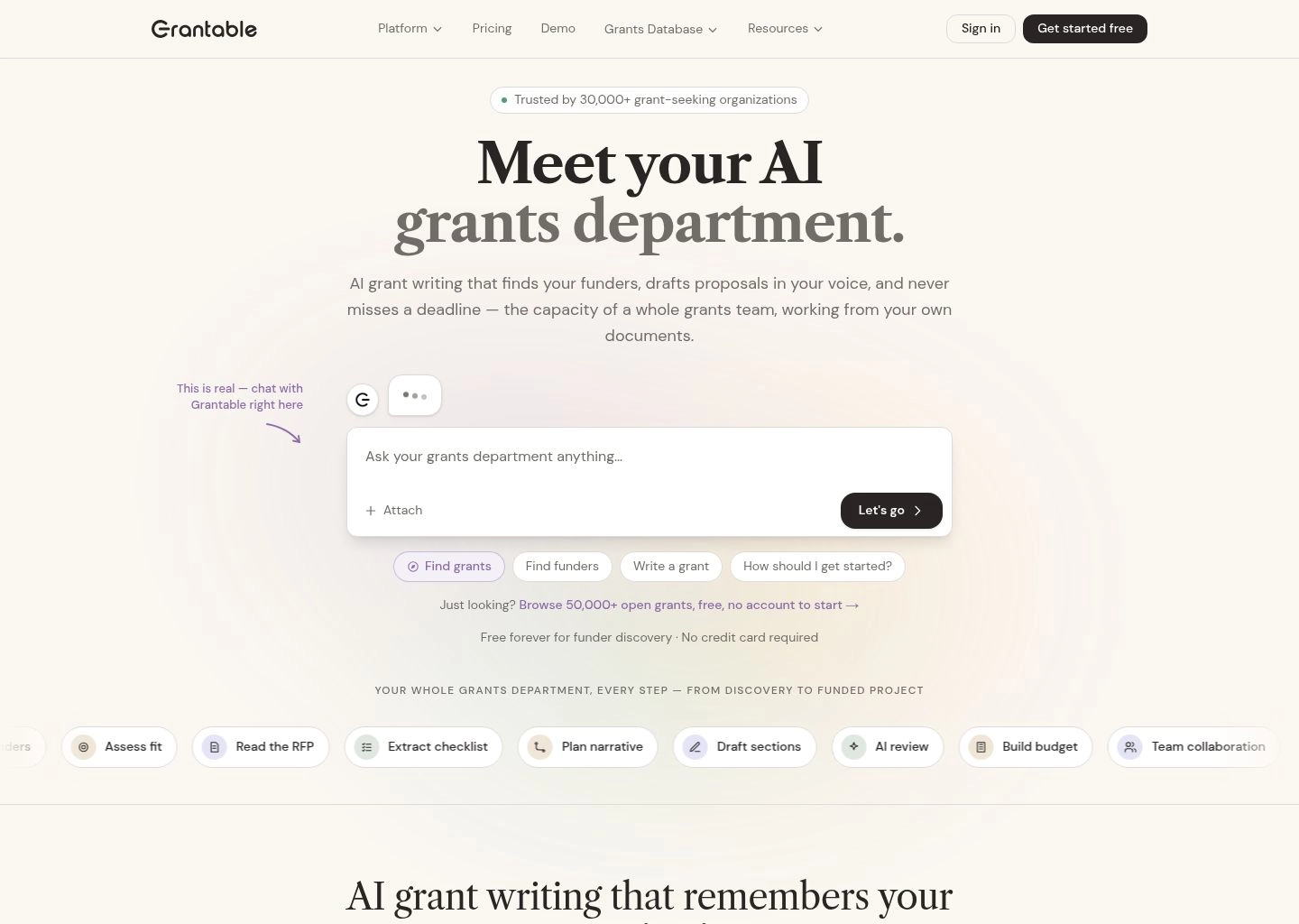 Grantable AI Grant Proposal Writing Dashboard
