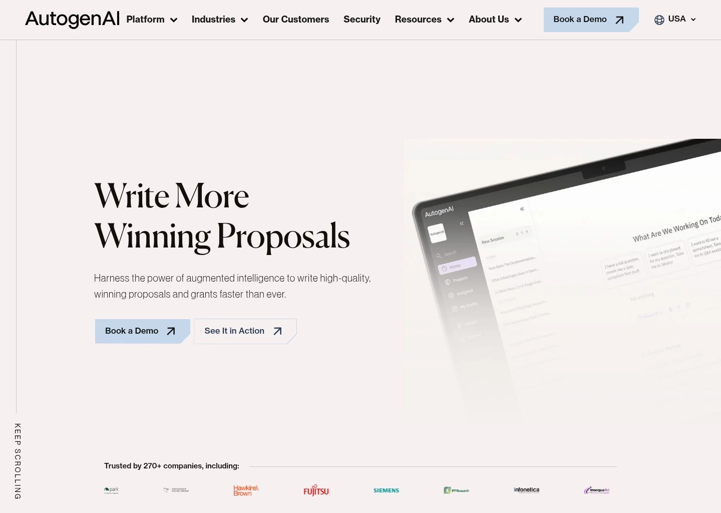 AutogenAI Enterprise Proposal Bid Engine Interface